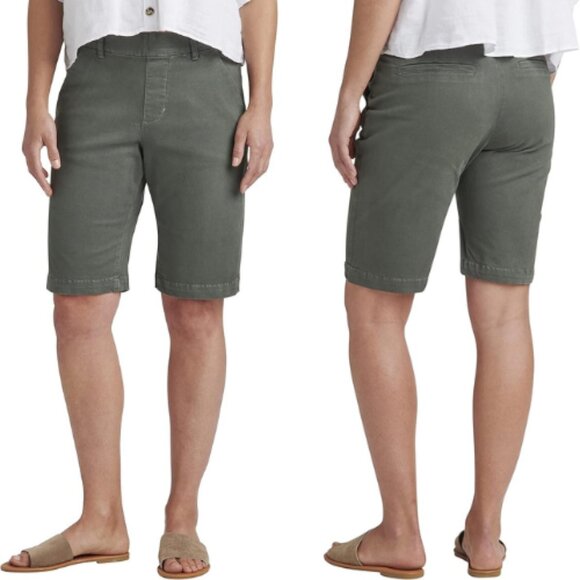 Jag Women's Maddie Twill Mid Rise 11" In Pull-On Bermuda Shorts Olive Size 4 NWT - Picture 1 of 7